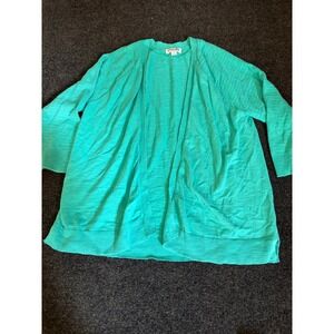 St Johns Bay Womens‎ XL Teal Green Open Front 3/4 Sleeve Cardigan Sweater
